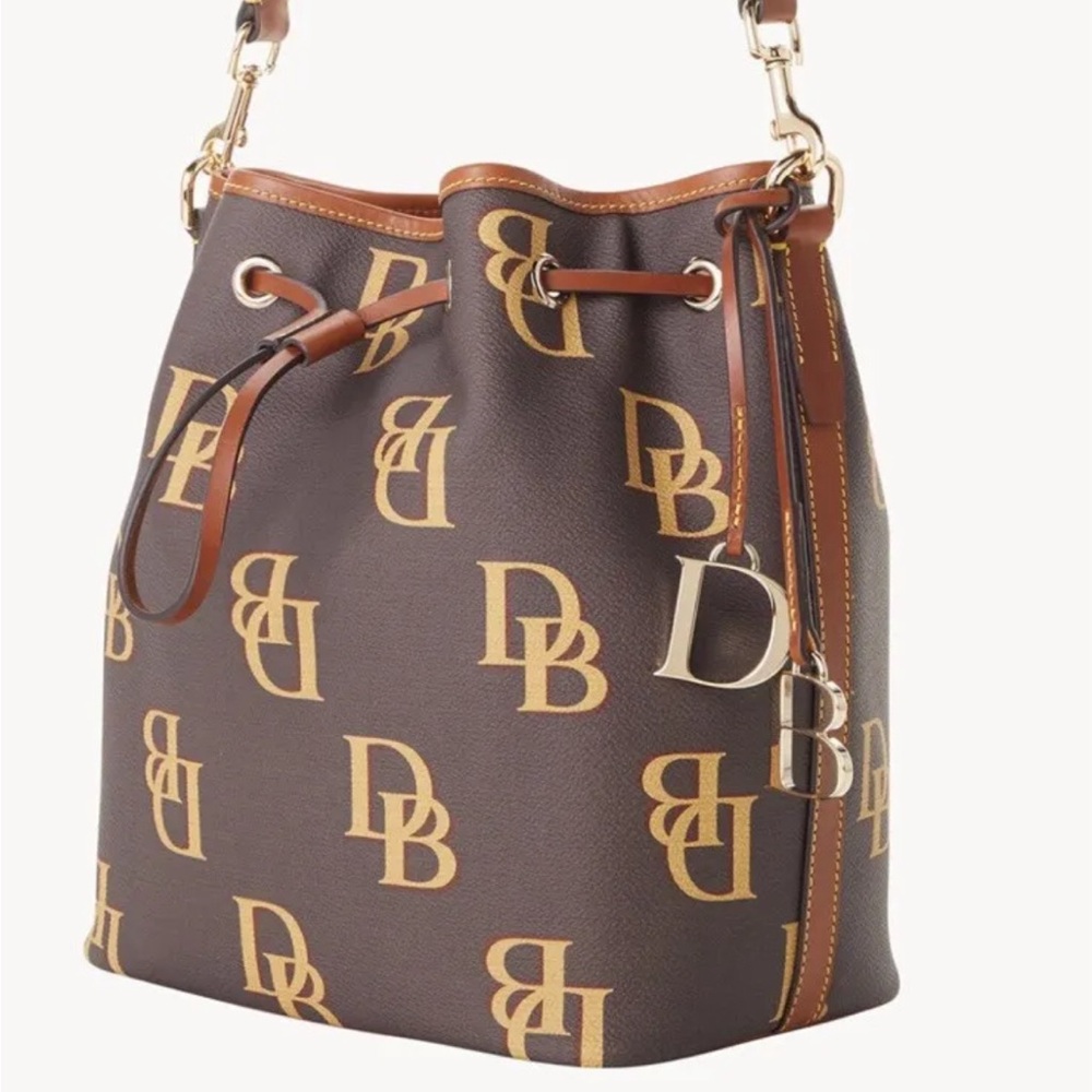 Dooney & Bourke Monogram Drawstring Bucket Bag Like New